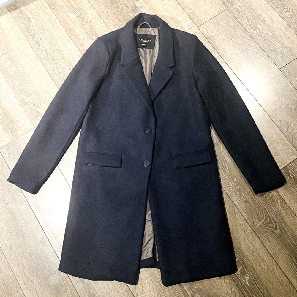 **SOLD** REVAMPED Wool-Blend Navy Overcoat